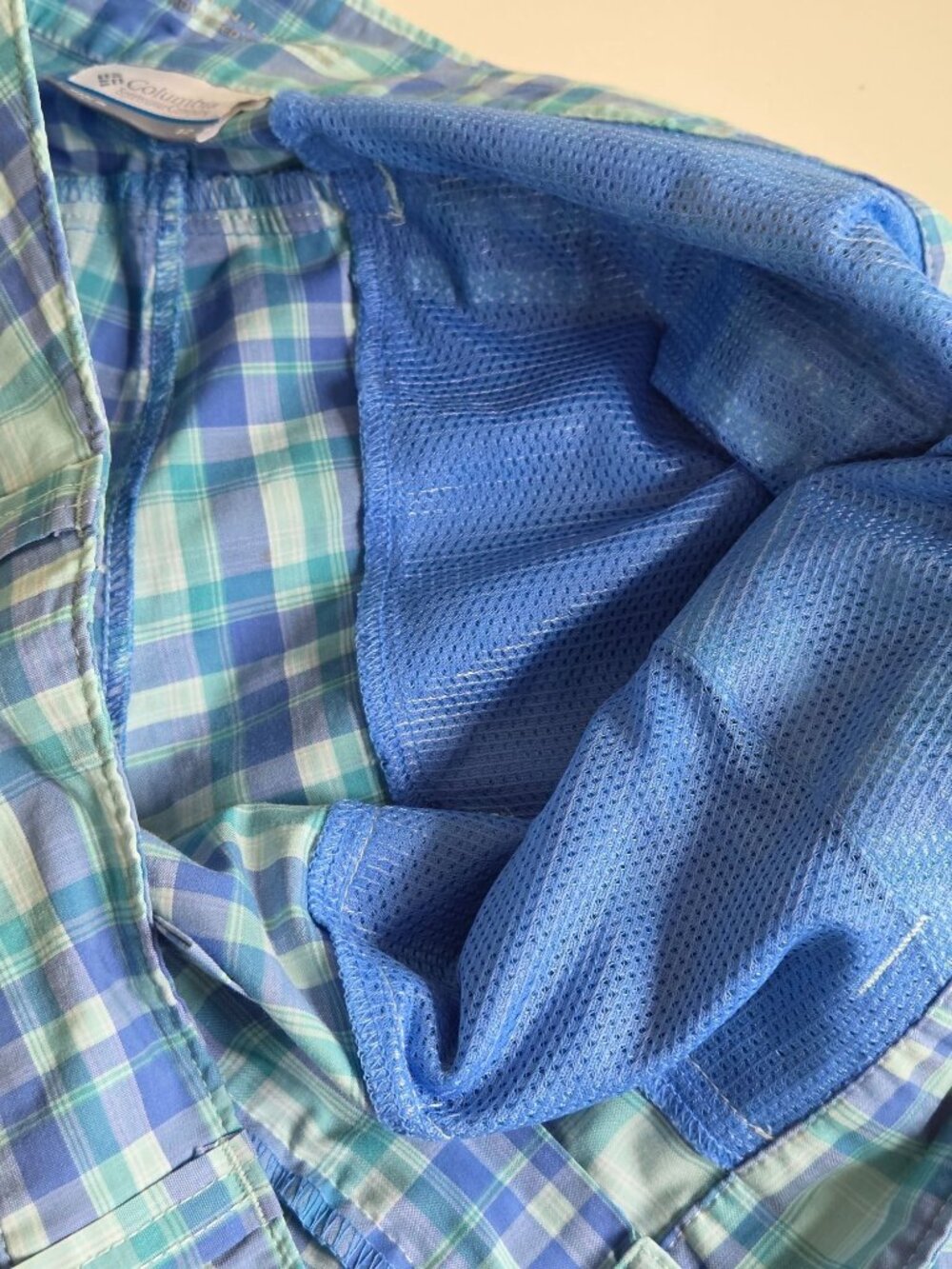 Columbia Women's Saturday Trail II Plaid Shorts Blue Size 12 Hiking Bermuda UPF - Picture 10 of 14